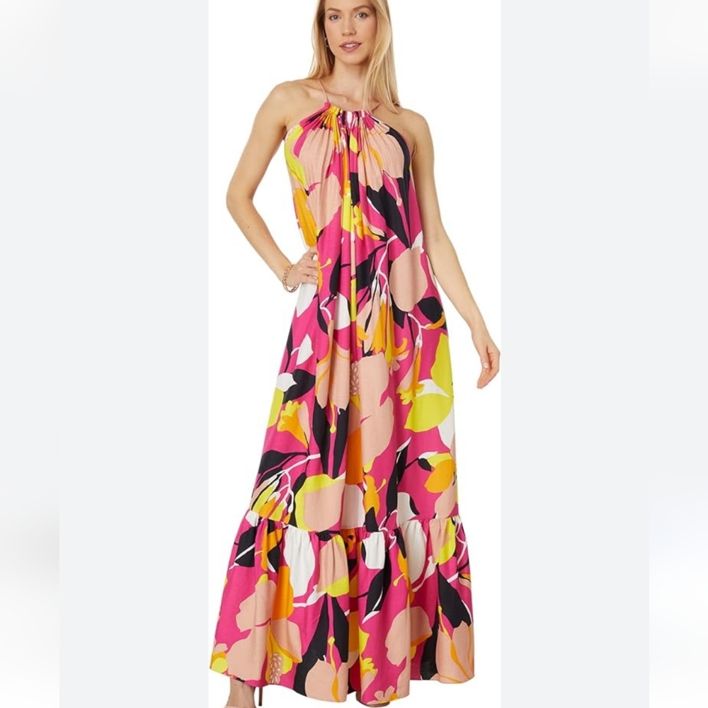 Ted Baker "Ikella" abstract-print stitch-woven maxi dress.
